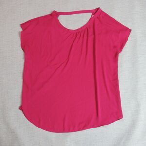 LOFT Outlet Top Womens Large Wine Round Neck Cap Sleeve Blouse Casual Career